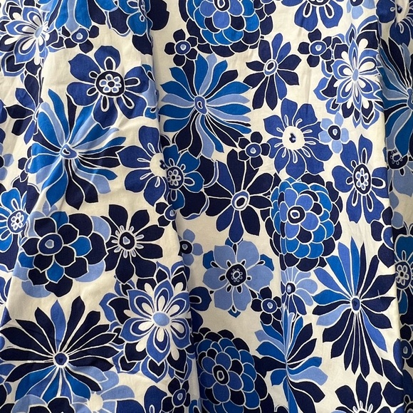 Tahari ASL Floral Ruffle Strap Blue White Casual Retro Open back Mini Midi Dress - Picture 11 of 11